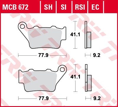 TRW MCB672SH КОЛОДКИ ТОРМОЗНЫЕ KH208 SINTER STREET