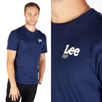 Lee SUBTLE LOGO TEE Blue GRANATOWY T-SHIRT KOSZULKA Z LOGO REGULAR FIT XL