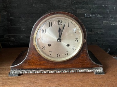 Stary zegar kominkowy z wahadłem drewno mosiądz