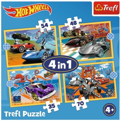 Puzzle Trefl 4 w 1 Pojazdy Hot Wheels