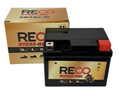 АКУМУЛЯТОР ГЕЛЕВИЙ RECO YTX4L-BS RTZ5S-GEL YTZ5S-BS 12V 5AH 70A QUAD СКУТЕРА