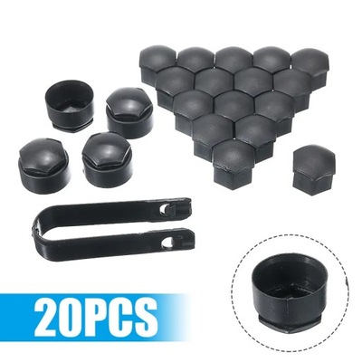 20pcs Matte Black 17mm Wheel Lug Bolt Nut Cap Cover with Removal Too~19689