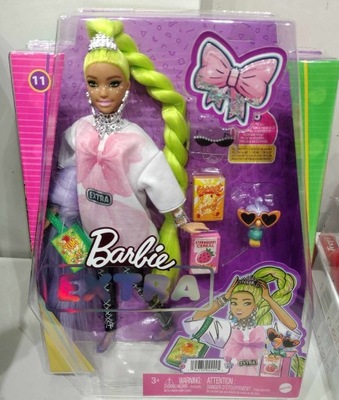 Barbie Extra Lalka Biała tunika/Neonowe zielone włosy HDJ44