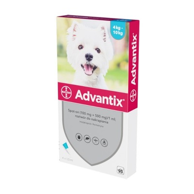 Advantix - krople dla psów 4-10kg (4 pipety x 1ml)
