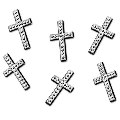 Aplikacje Krzyż srebrny krzyżyk 27 mm x25 szt