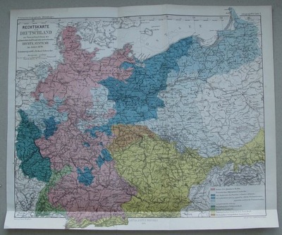 MAPA „PRAWNA“ RZESZY NIEMIECKIEJ (POLASKA); Kol. litografia 1870