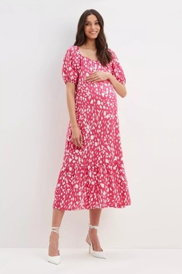 Sukienka ciążowa midi z wiskozy różowa 3XL 46