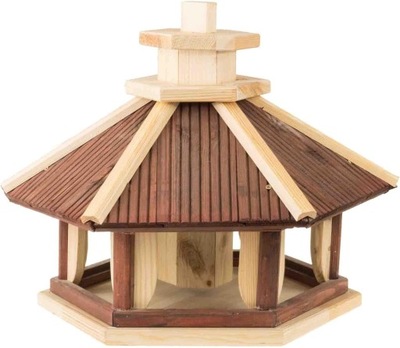 Domek dla ptaków odporny na warunki atmosferyczne, z drewna, karmnik