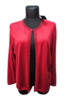 Classic kardigan swetrowy czerwony koraliki maxi 52