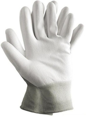 Rękawice pu nylon biały poliuretanowe 7 - S