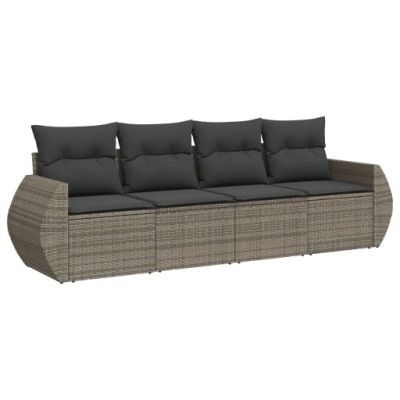 Zestaw Mebli Ogrodowych Modułowych Rattan PE Szary 250x62x69 cm