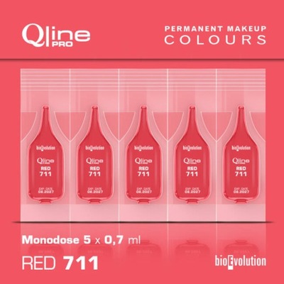 QLINE PRO PIGMENT DO MAKIJAŻU PERNAMENTENGO RED 711 - MONODOSE 5x 0,7ml