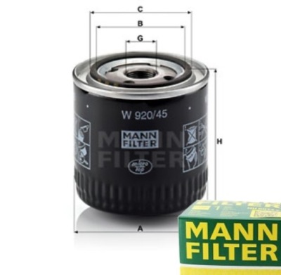 Mann-filter w 920/45 фільтр оливи фото №1
