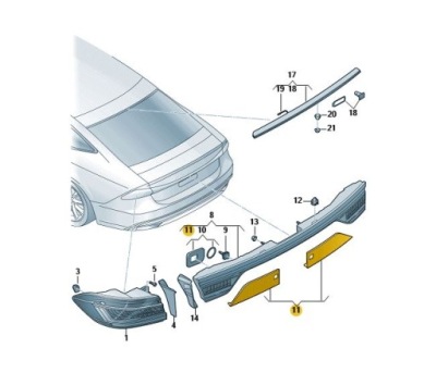 Набор защита лампа задняя audi a7 rs7 c8 фото №1