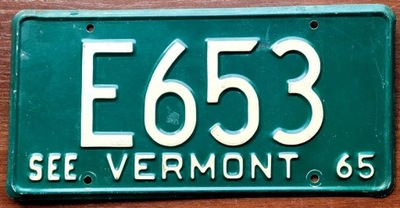 Vermont 1965 - tablica rejestracyjna z USA
