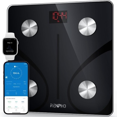 Czarna waga łazienkowa Renpho ES-CS20M połączenie z aplikacjami SMART