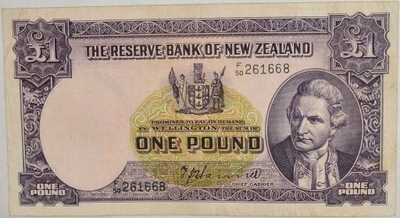 11.db.N.Zelandia, 1 Funt 1940-1967 rzadki, St.3+