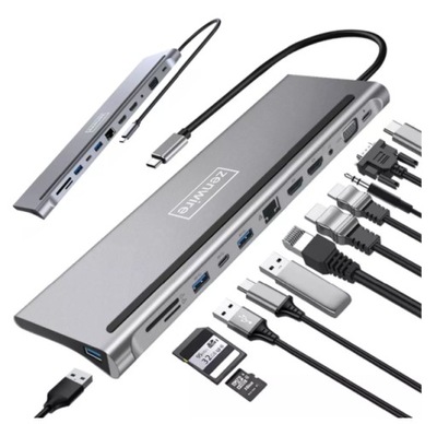 STACJA DOKUJĄCA HUB USB-C 12w1 RJ45 2x HDMI 4K M1