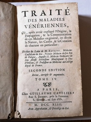 STARODRUK medycyna -traite des maladies Veneriennes 1743