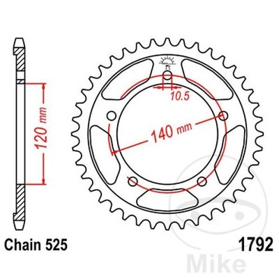 ENGRANAJE PARTE TRASERA DE ACERO JT R1792-42, 42Z, TAMAÑO 525 SUZUKI  