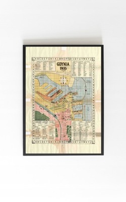 Stara mapa Gdynia 1935r. 50x40cm