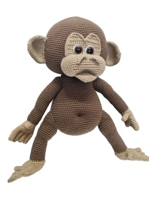 Małpka duża maskotka Handmade szydełko rękodzieło małpeczka 55cm małpa