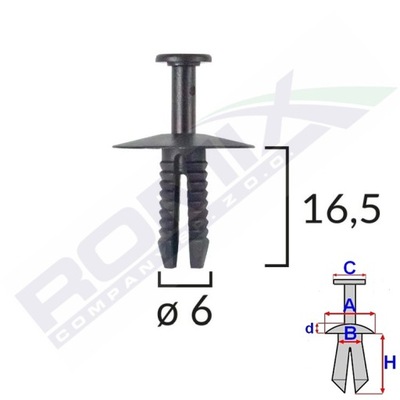 ШТИФТ ДЮБЕЛЬ БАМПЕРА OPEL BMW МИНИ 6MM X10SZT