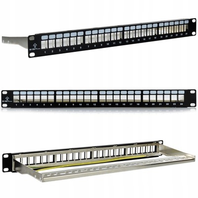 Patchpanel panel RACK 19'' 24p 1U podpora pusty