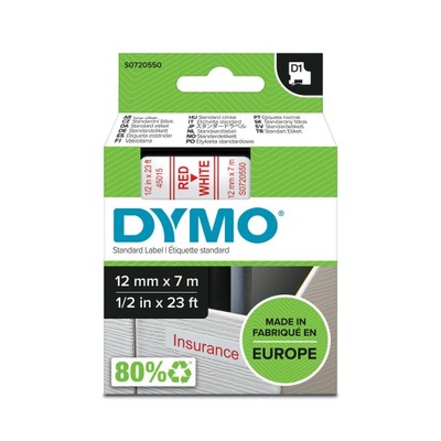 Taśma Dymo 45015 D1 12mm x 7m biała/czerwony nadruk S0720550