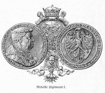 drzeworyt 1898 medal Zygmunt I Stary