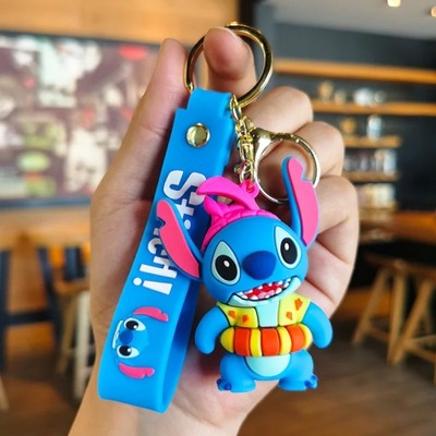 Disney Cartoon Anime Lilo and Stitch Pendant Keychains Holder Car Key 