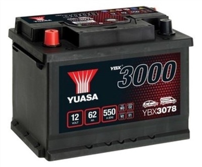 BATERÍA YUASA 62AH 550A YBX3078 DOJ+WYM LDZ  