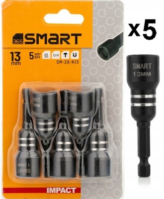 SMART SM-29-N13 MAGNETYCZNE NASADKI UDAROWE 13mm 1/4" 5szt.