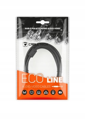 Kabel przewód wtyk Mini Jack 3,5mm 2x RCA Cinch 5m Cabletech Eco-Line