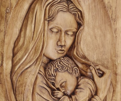 Matka Boska z dzieciątkiem| figurka | płaskorzeźba