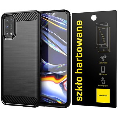 ETUI PANCERNE CARBON DO REALME 7 PRO + PEŁNE SZKŁO