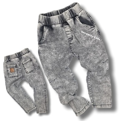 Nunu jeansy 116 122 grey spodnie jeans szare dekatyzowane