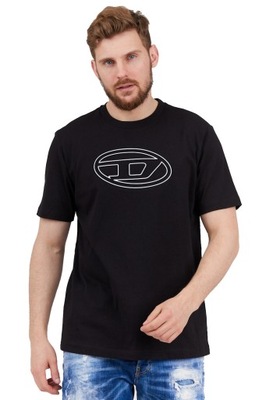 DIESEL Czarny t-shirt męski z wytłaczanym logo r M