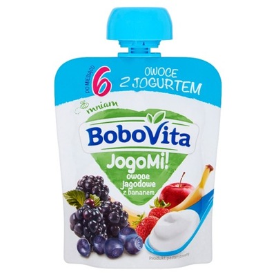 Mus z jogurtem owoce jagodowe z bananem po 6 miesiącu 80g BoboVita JogoMi