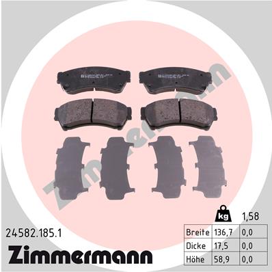 ZIMMERMANN 24582.185.1 KOMPLEKTAS TRINKELIŲ HAMULCOWYCH, 