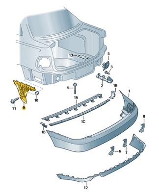 AUDI A4 B5 FL SOPORTES PARTE TRASERA IZQUIERDO UNIVERSAL OE 8D9807571AA  