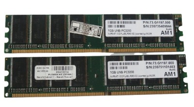 Pamięć DDR 2GB 400MHz PC3200 AM1 2x 1GB Dual