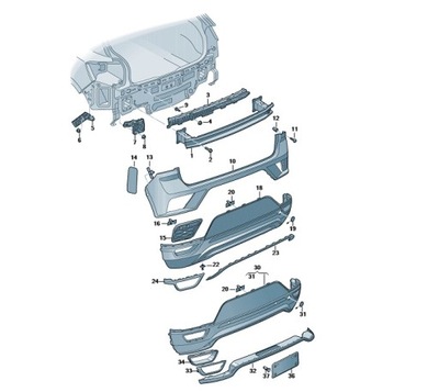 Набор элементов крепёжных do бампера задняя vw t-roc oe: 2ga898623a фото №1