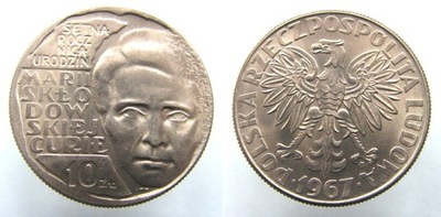 9393. PRL, 10 ZŁ 1967, SKŁODOWSKA-CURIE, ST1/1-