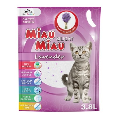 Żwirek silikonowy MIAU MIAU LAWANDA 3,8 l