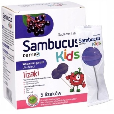Sambucus Kids lizaki na odporność dla dzieci 5 sztuk