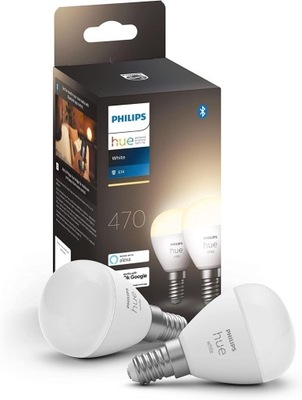 Philips Hue Białe żarówki LED E14 w kształcie kropli, 2 sztuki 470 lm R810