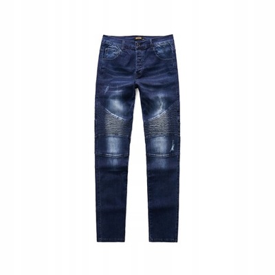 Granatowe męskie spodnie jeansowe jeansy - 32