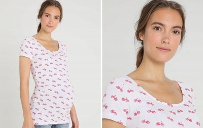 ZALANDO T-SHIRT CIĄŻOWY BIAŁY DOPASOWANY 36 S 1RRO