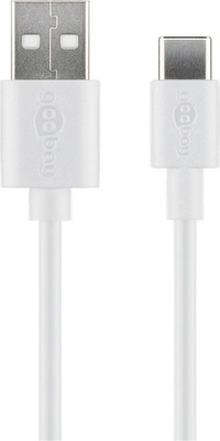 Kabel przewód USB-A USB-C biały 2m